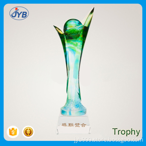 custom beautiful ornament fancy green crystal trophy